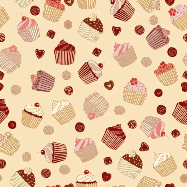 Cakes slices vector seamless pattern. — Stock Vector