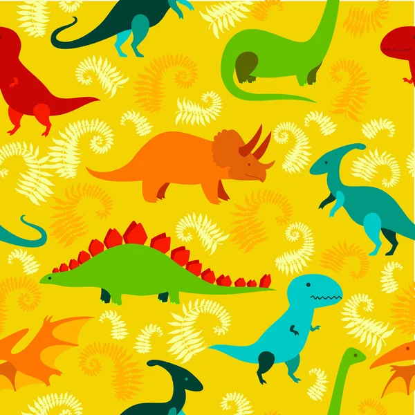 Cartoon dinosaur vector seamless pattern. — Stock Vector