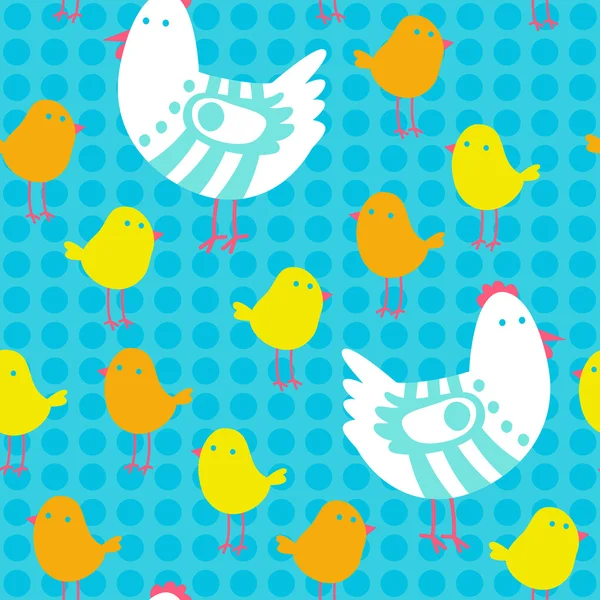 Chicken and chick seamless vector pattern. — Stock Vector