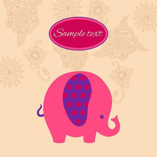 Carino cartone animato colorato carta vettore elefante . — Vettoriale Stock