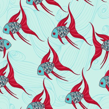 balıklar vektör seamless modeli.