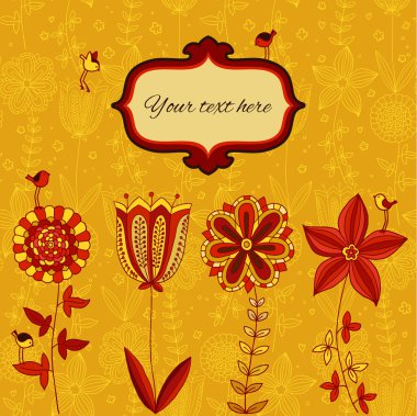 çiçek vektör kartı.