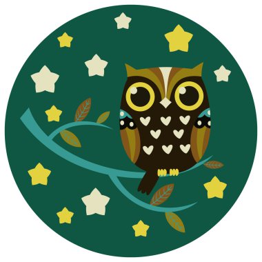 Şirin baykuş vektör illüstrasyonu.