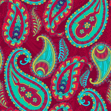 renkli paisley stil vektör seamless modeli.