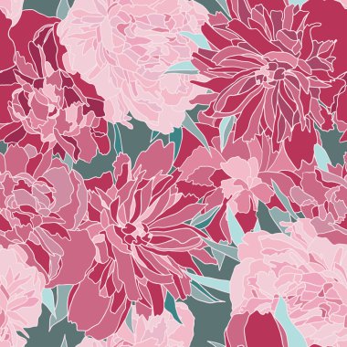 Kırmızı Şakayık vektör seamless modeli.