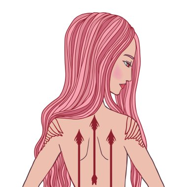 güzel bir kız olarak yay astrolojik işaret zodyak kızı sagittarius.illustration.