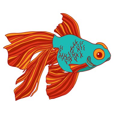 Japon balığı izole karakter vektör çizim.