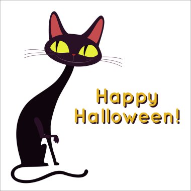 мультфільм чорна кішка, ізольовані Векторні ілюстрації.