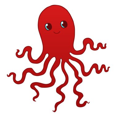 çizgi film izole ahtapot vektör karakter.