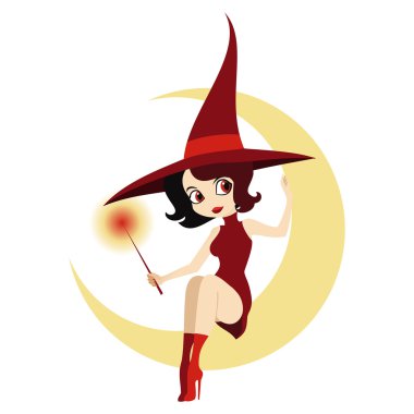 küçük cadı izole vektör çizim.