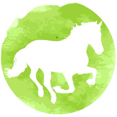 Sulu Boya dokusu ile siluet vektör çizim atlar.