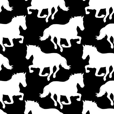 ile atları siluet vektör seamless modeli.