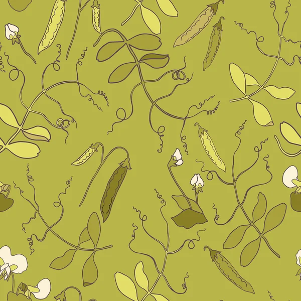 Vector de guisantes verdes patrón sin costura . — Archivo Imágenes Vectoriales