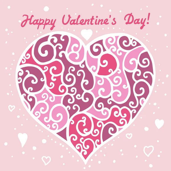 Sevgililer günü için curl süsleme illüstrasyon vektör kalp — Stok Vektör
