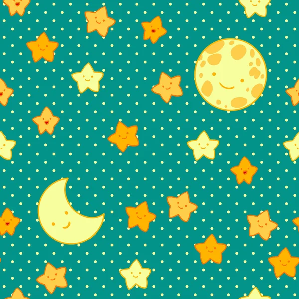 Moon and star vector seamless pattern. — Stock Vector