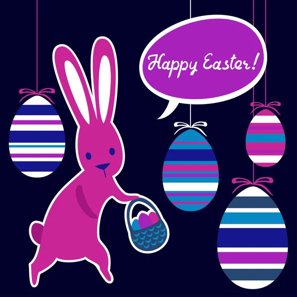 Wielkanoc kartkę z życzeniami z królika i jaj. — Wektor stockowy