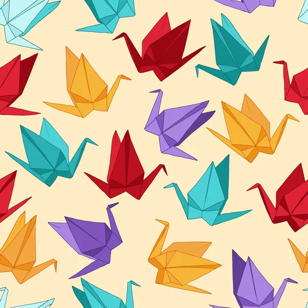 Origami kraan vector naadloze patroon. — Stockvector