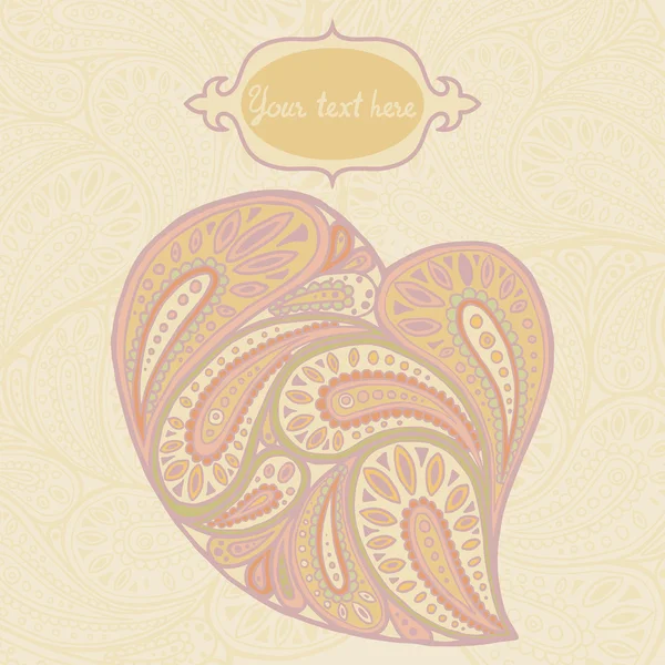 Vektor-Herz mit Paisley-Ornament-Illustration zum Valentinstag. — Stockvektor