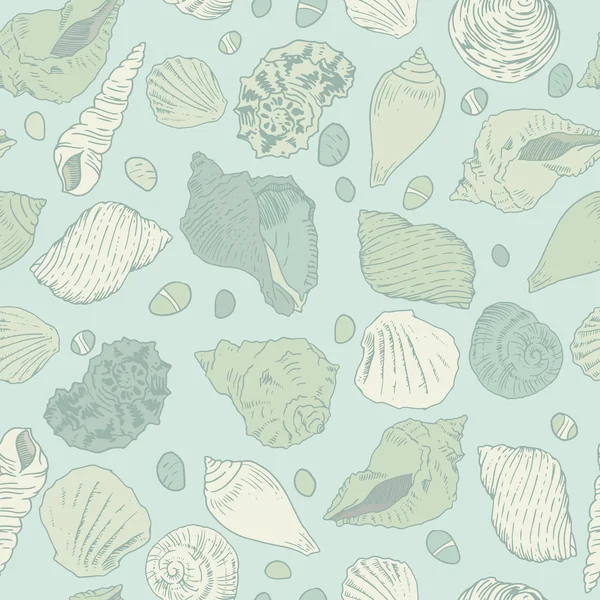 Seashells seamless vector pattern. — Stock Vector