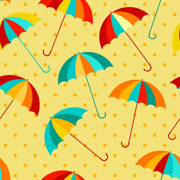 Regenschirm und Regentropfen nahtloses Vektormuster. — Stockvektor