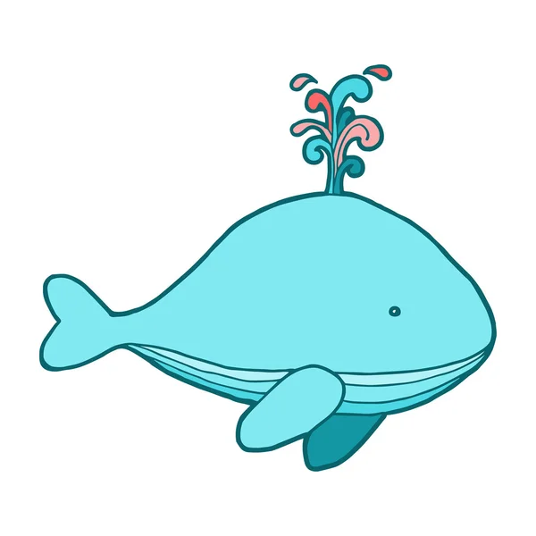 Desenhos animados baleia isolado vetor ilustração . — Vetor de Stock