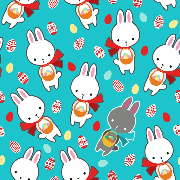 Vector seamless pattern with cute rabbits. — Stock Vector