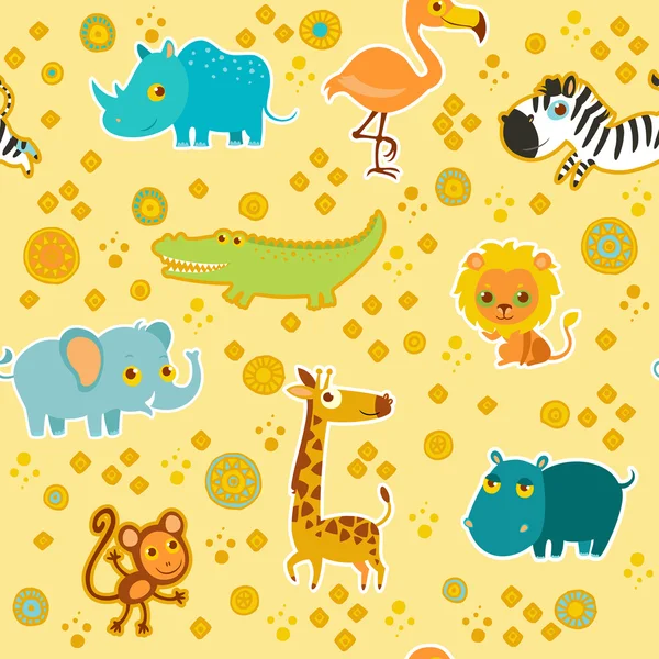 African cartoon animal vector seamless pattern. — Stock Vector