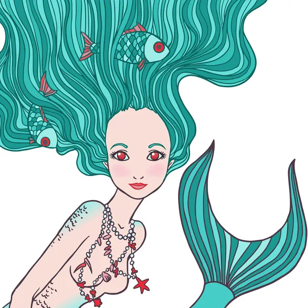 Ilustración de piscis signo astrológico como una hermosa chica . — Vector de stock