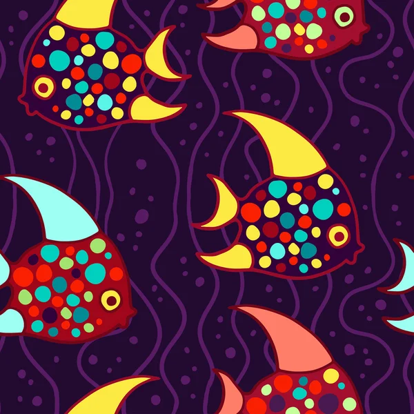 Colorful fishes vector seamless pattern. — Stock Vector