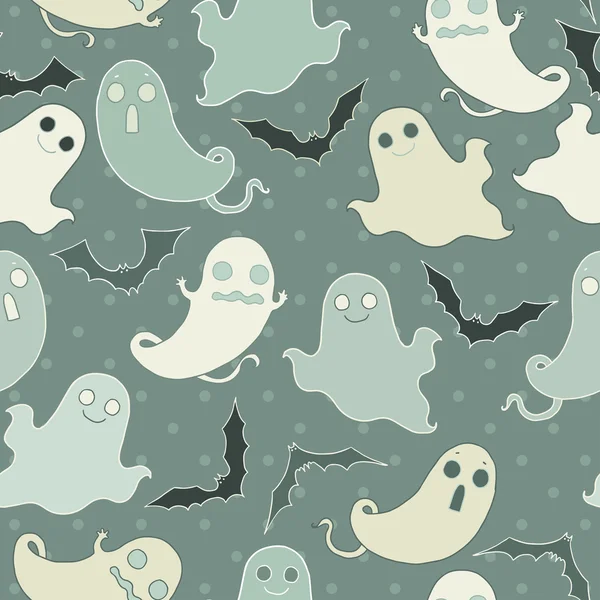 Cartoon ghost vector naadloze patroon. — Stockvector