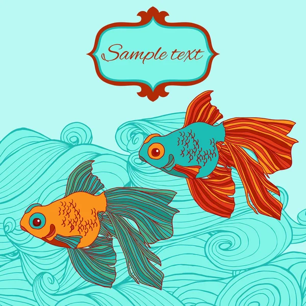 Goldfish vector card. — Stock Vector