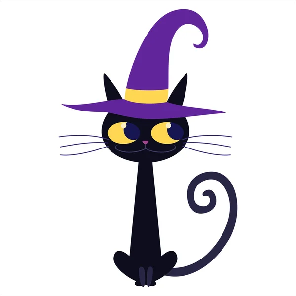 Cartoon black cat isolated vector illustration. — Stock Vector