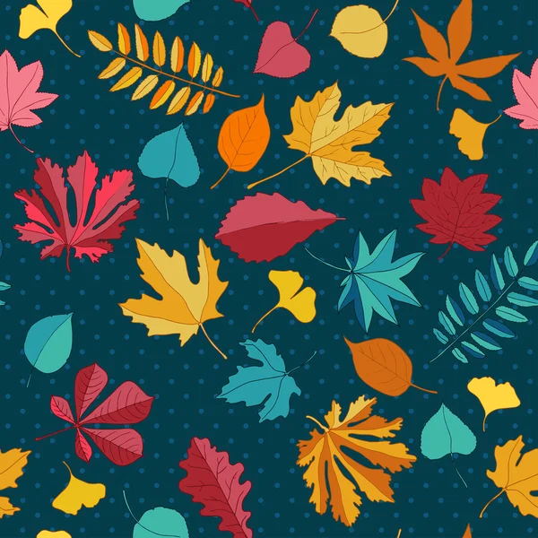 Autumn leaves vector seamless pattern. — Stock Vector