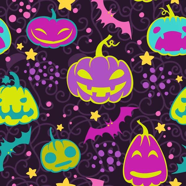 Halloween pumpkins sorunsuz vektör desen. — Stok Vektör