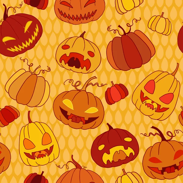 Halloween pumpkins seamless vector pattern. — Stock Vector