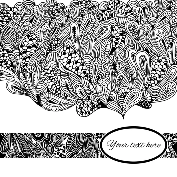 Floral paisley-style vector card. — Stock Vector