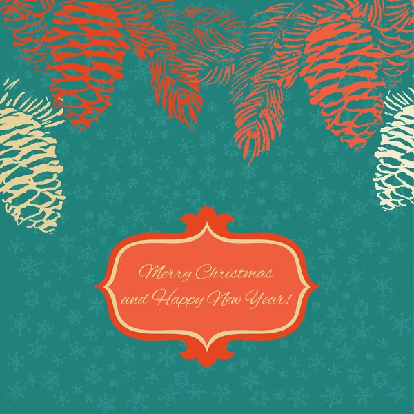 Christmas,New Year vector greetings card. — Stock Vector