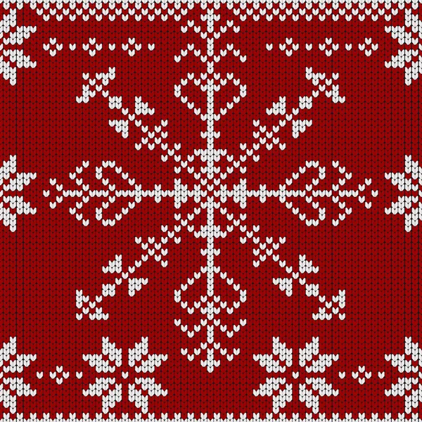 Vector gebreide patroon met sneeuwvlok. — Διανυσματικό Αρχείο