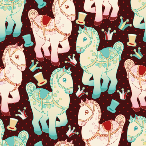 Toy horse vector seamless pattern. — Stock Vector
