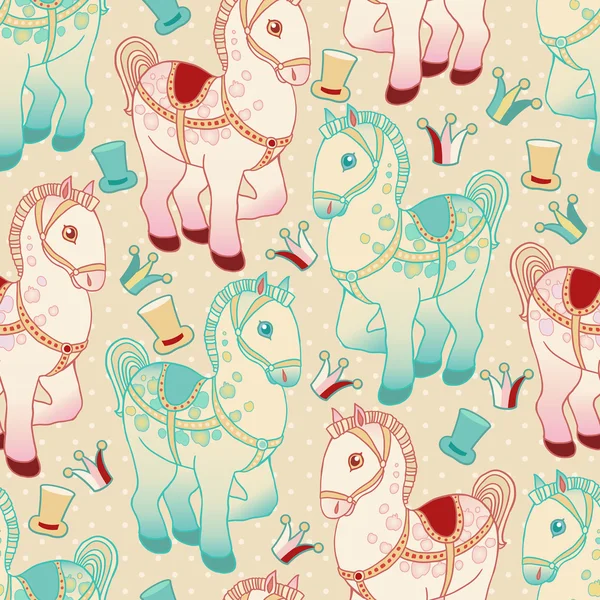Toy horse vector seamless pattern. — Stock Vector