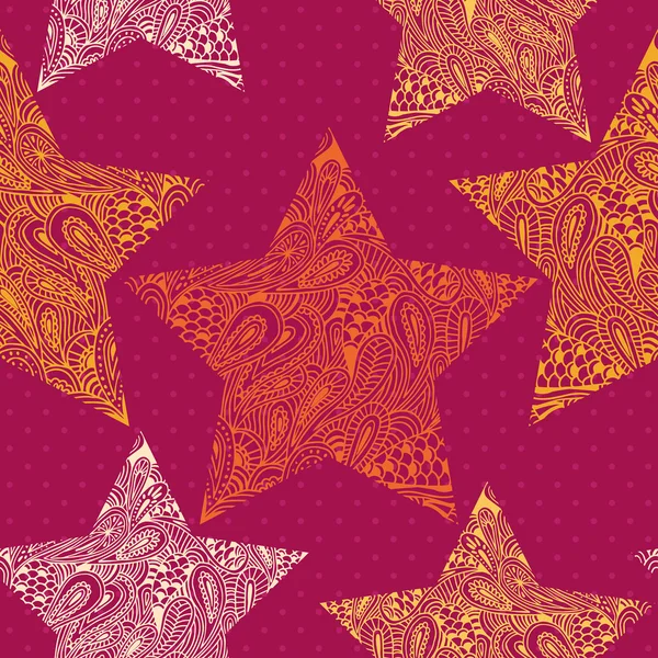 Бесшовный векторный рисунок с Пейсли украшенные звезды . — стоковый вектор