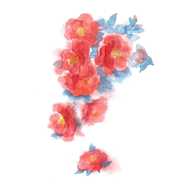 Ilustração vetorial estilo aquarela de Camellia . — Vetor de Stock