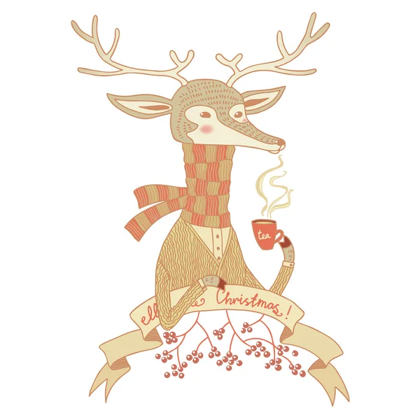 Illustration de personnage vectoriel de cerf de bande dessinée, Isolé. — Image vectorielle