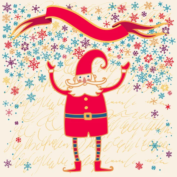 Tarjeta de felicitación de Navidad, Año Nuevo con Santa Claus . — Vector de stock