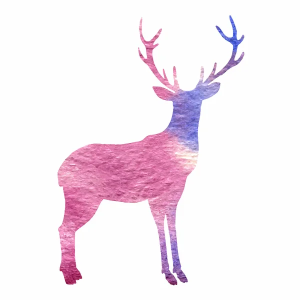Watercolor-style vector deer silhouette isolated on white. — ストックベクタ
