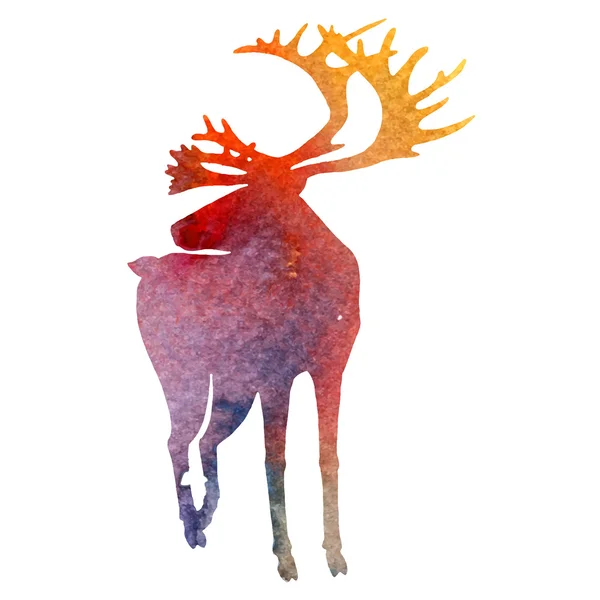 水彩スタイル ベクトル鹿のシルエット — ストックベクタ