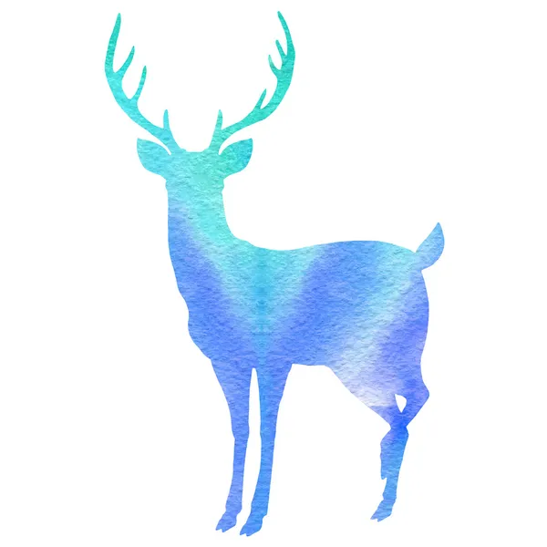 水彩スタイル ベクトル鹿のシルエット — ストックベクタ