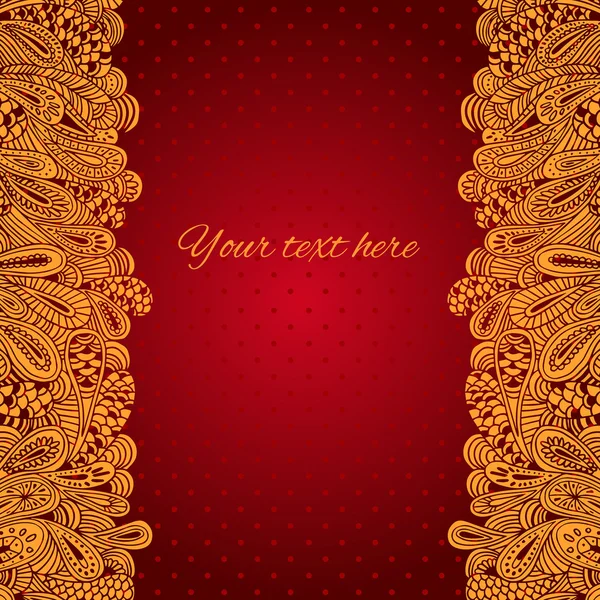 Tarjeta de felicitación vectorial con decoración de estilo paisley . — Vector de stock