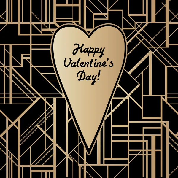 Día de San Valentín temática art deco estilo vector patrón geométrico . — Vector de stock