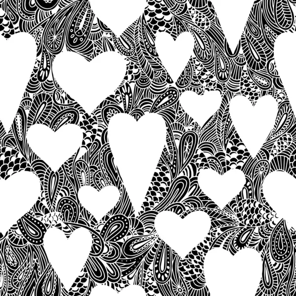 Vector seamless pattern with hearts. — Stock Vector